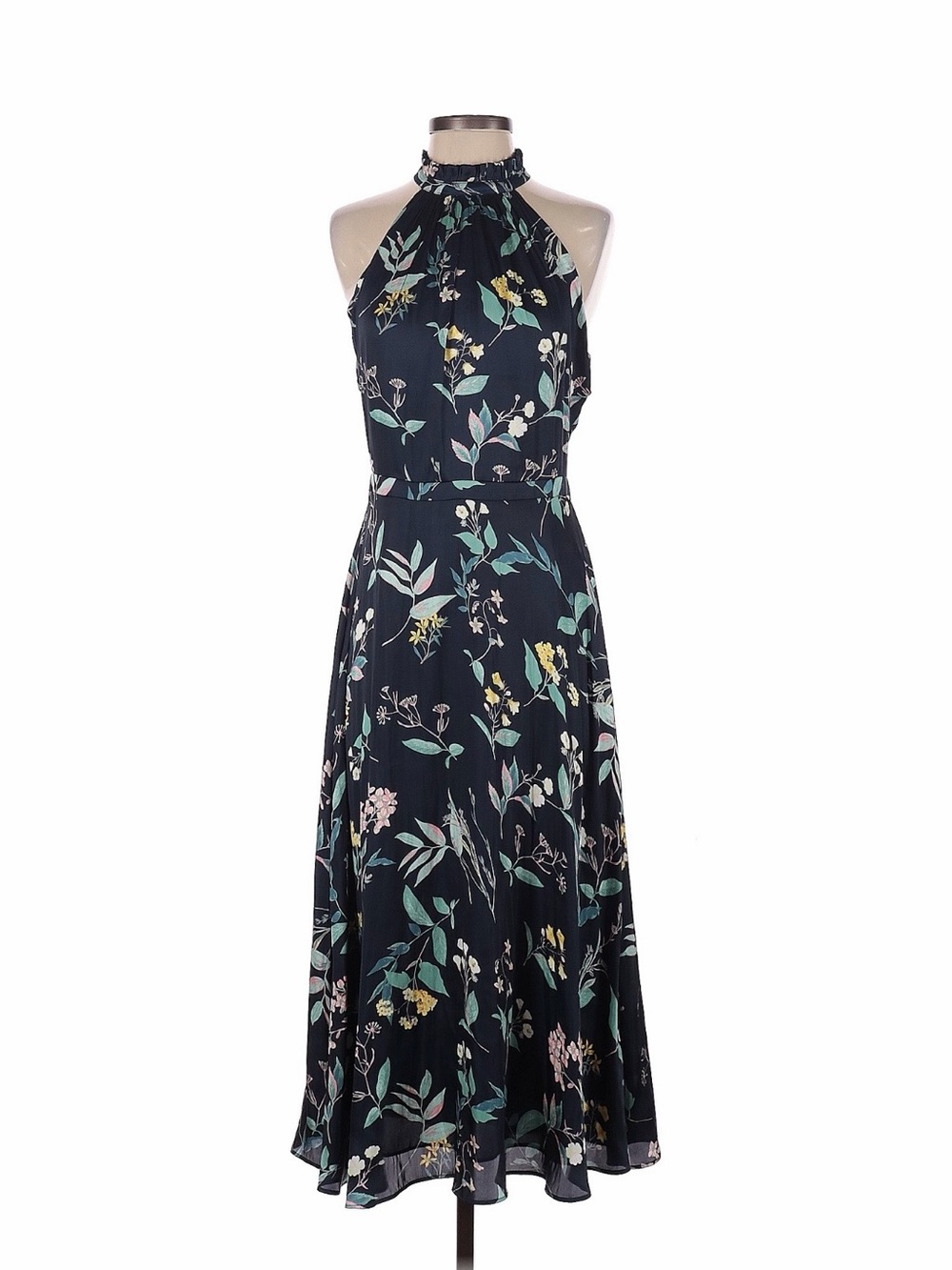 Floral Halter Midi Dress - Blue